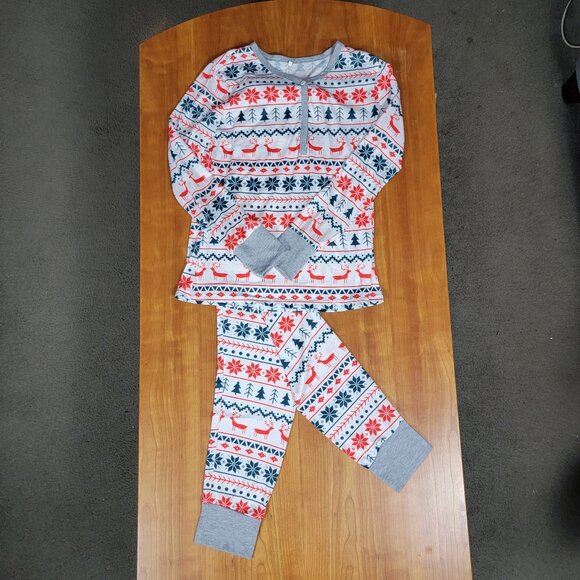 Women's 2 Pc Holiday Henley Pajama Sleep Jogger Set Reindeer Tree Star - M - Picture 4 of 9